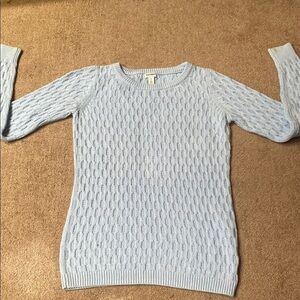 Light Blue Chunky Cable Knit Size Medium Tall Sweater